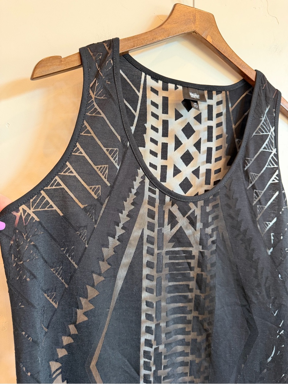 MOSSIMO Target Black Sheer Geometric Design Swimsuit Cover Or Tank Top - Picture 2 of 9